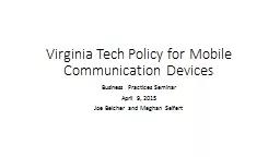Virginia Tech Policy for Mobile Communication Devices
