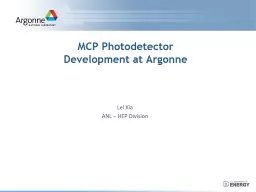 MCP  Photodetector Development a