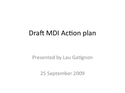 Draft MDI Action plan Presented by Lau Gatignon