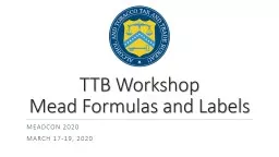 TTB  Workshop Mead Formulas and Labels