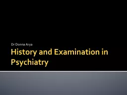 History and Examination in Psychiatry