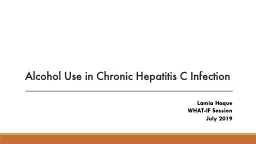 Alcohol Use in Chronic Hepatitis C Infection