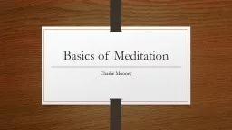 Basics of Meditation Charlie Mooney