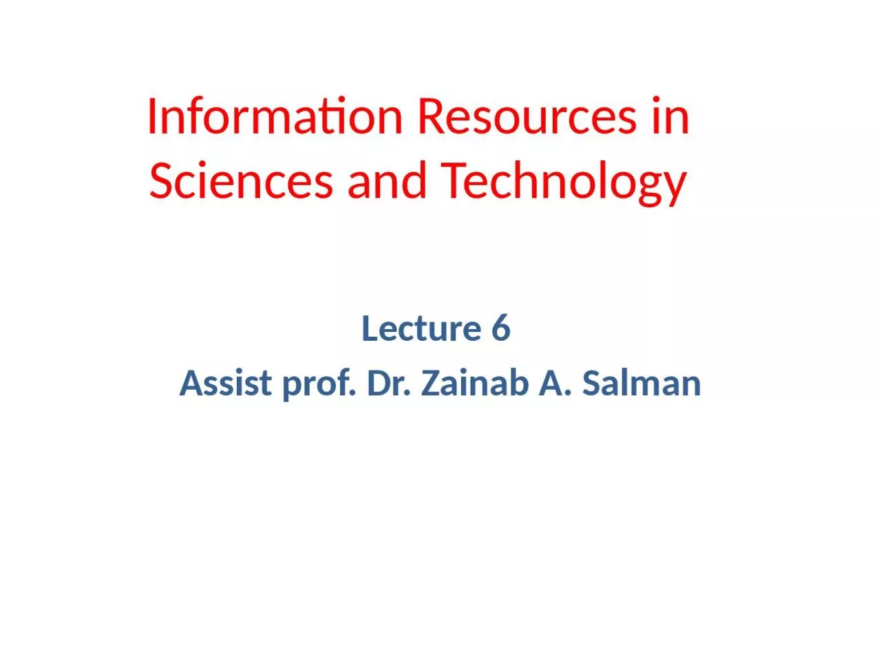 PPT-Information Resources in Sciences and Technology