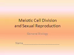 Meiotic Cell  D ivision