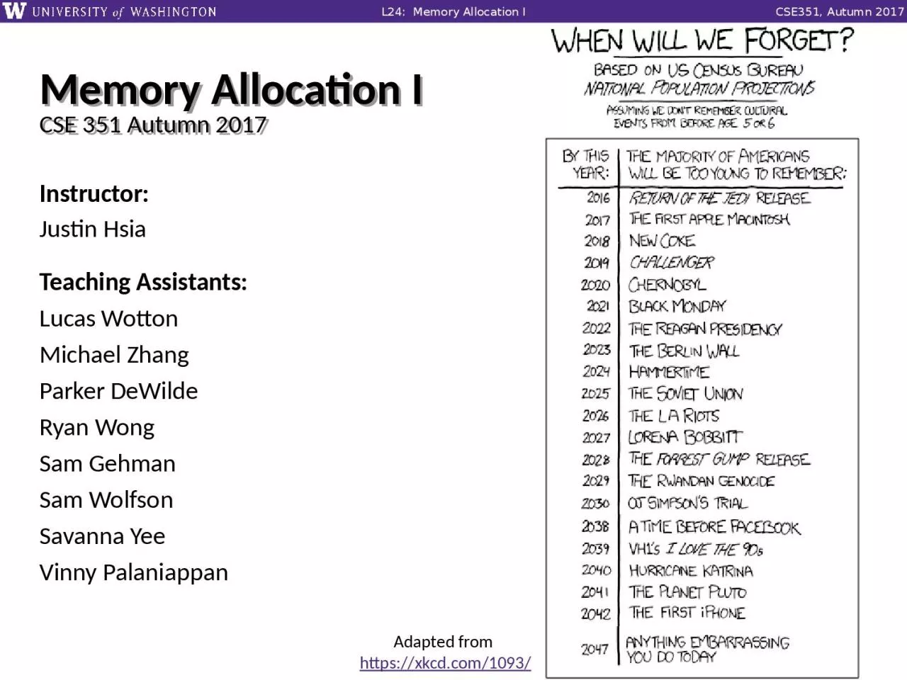 PPT-Memory Allocation I CSE 351 Autumn 2017