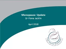 Menopause Update  Dr Fiona Jacklin