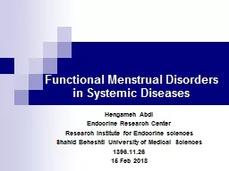 Functional Menstrual Disorders in Systemic Diseases