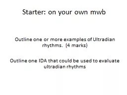 Starter: on your own  mwb