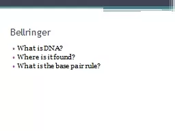 Bell Ringer 3.22 What is DNA?