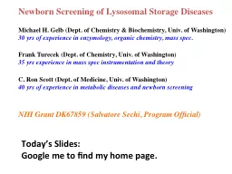 Newborn  Screening of  Lysosomal