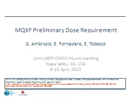 MQXF Preliminary Dose Requirement