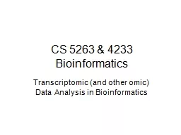 CS 5263 & 4233 Bioinformatics