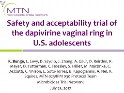 Safety and acceptability trial of the dapivirine vaginal ring in U.S. adolescents