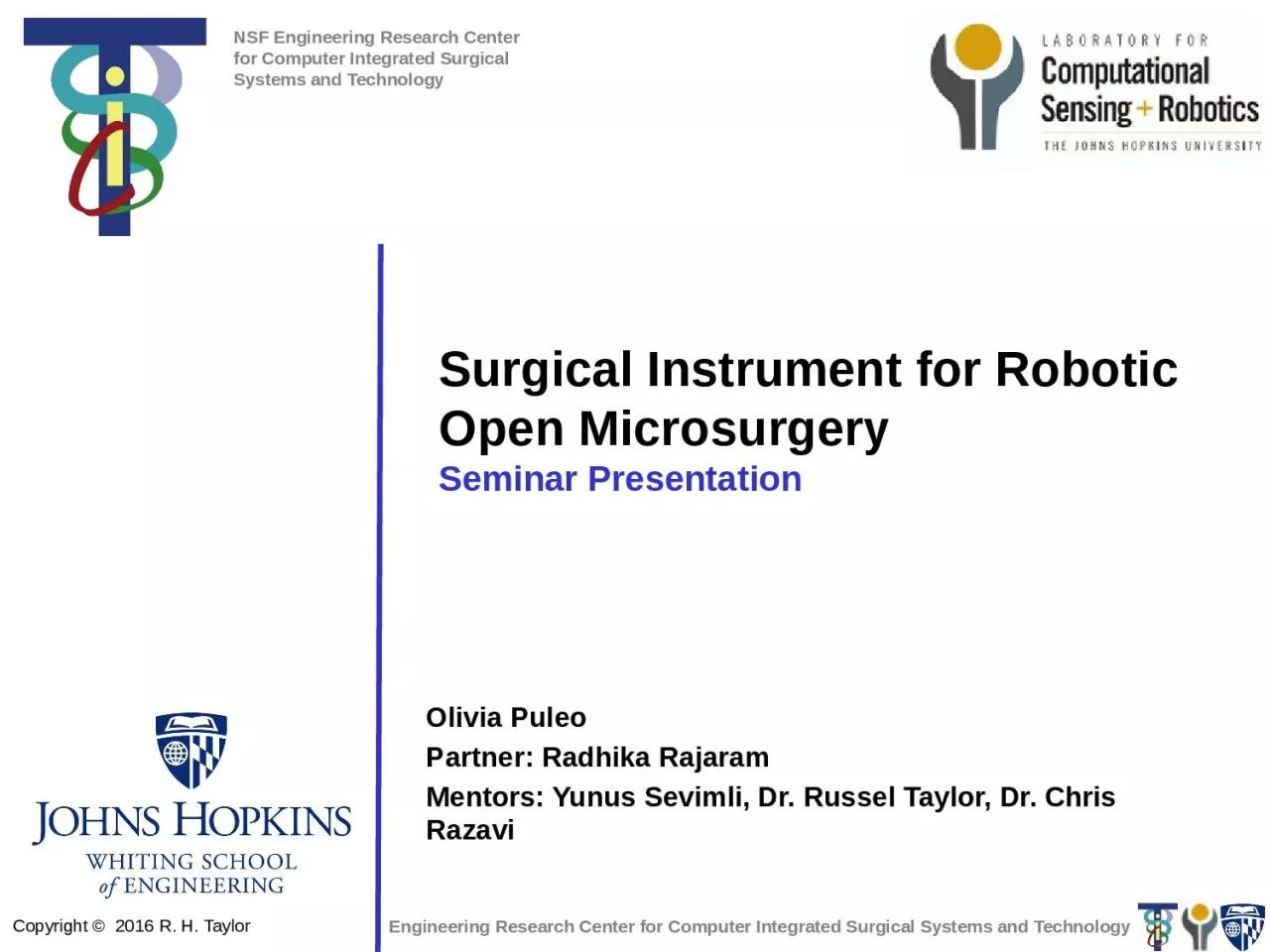 Surgical Instrument for Robotic Open Microsurgery