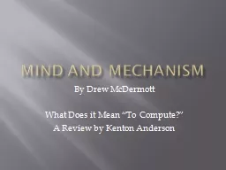 Mind and Mechanism By Drew McDermott