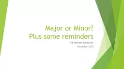 Major or Minor? Plus some reminders