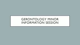 Gerontology Minor Information session