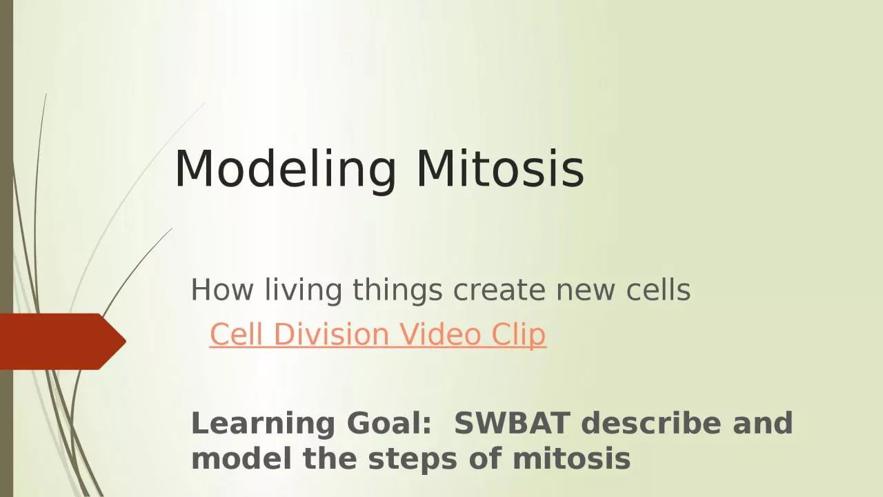 PPT-Modeling Mitosis How living things create new cells