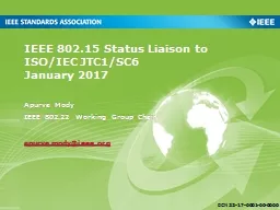 IEEE 802.15 Status Liaison to