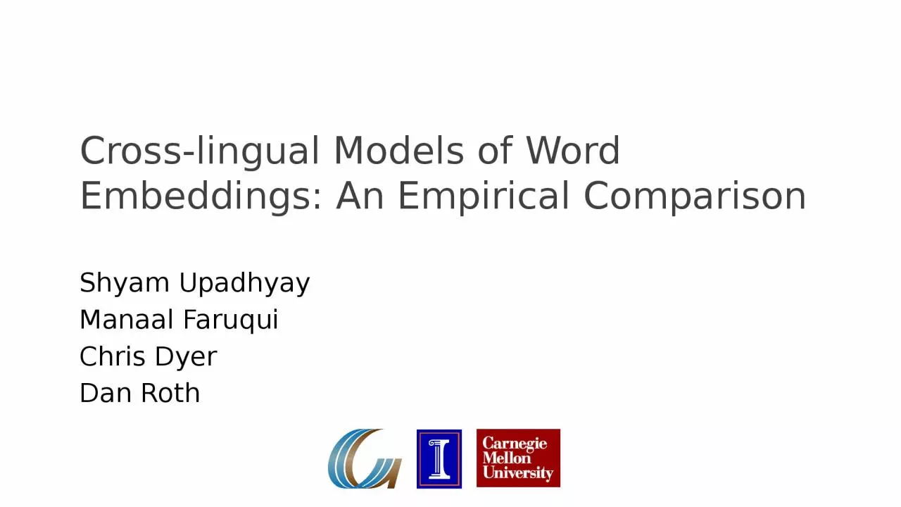 Cross-lingual Models of Word