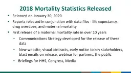 2018 Mortality Statistics Released