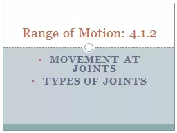 Movement at Joints Types of Joints