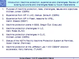 1 Introduction; Machine protection, experience and challenges: Review of existing solutions and cha