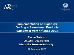 Implementation of  Sugar Tax