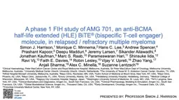 A phase 1 FIH study of AMG 701, an anti-BCMA