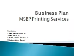 Business Plan MSBP Printing Services
