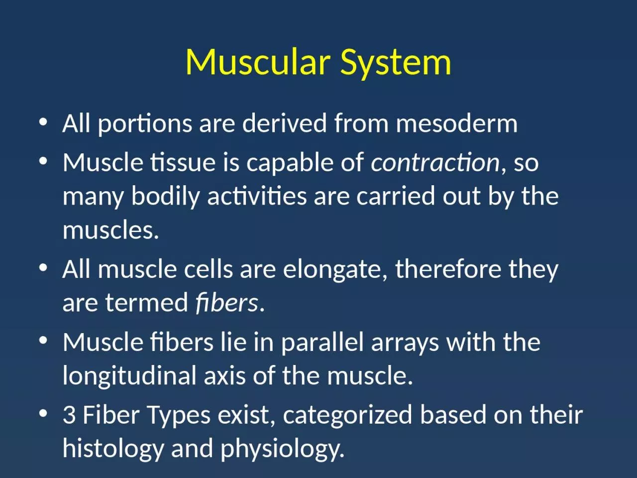 PPT-Muscular System All portions are derived from mesoderm