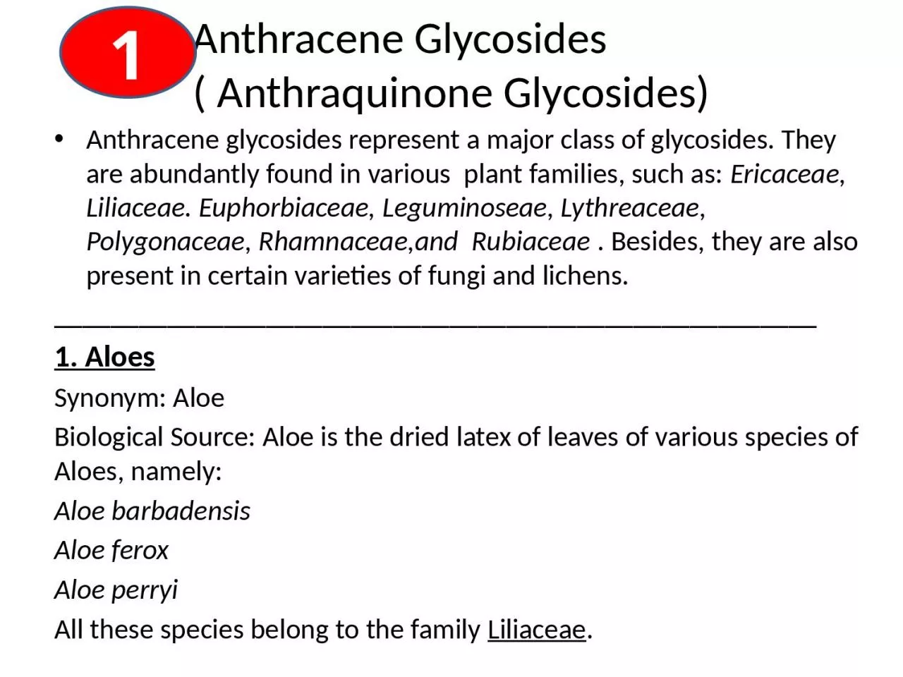 Anthracene   Glycosides