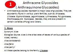 Anthracene   Glycosides