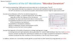 Session 3 Lecture 1 Dynamics of the GIT Microbiome: