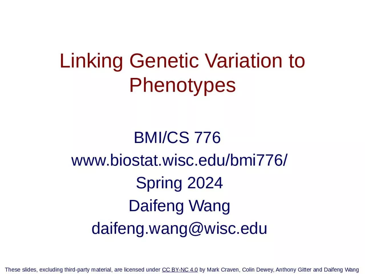 Linking Genetic Variation to Phenotypes