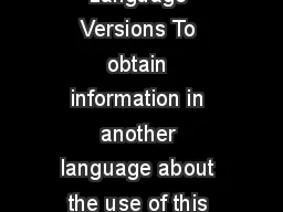  Operation Manual M Obtaining Other Language Versions To obtain information in another