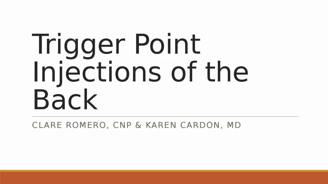 Trigger Point Injections of the Back