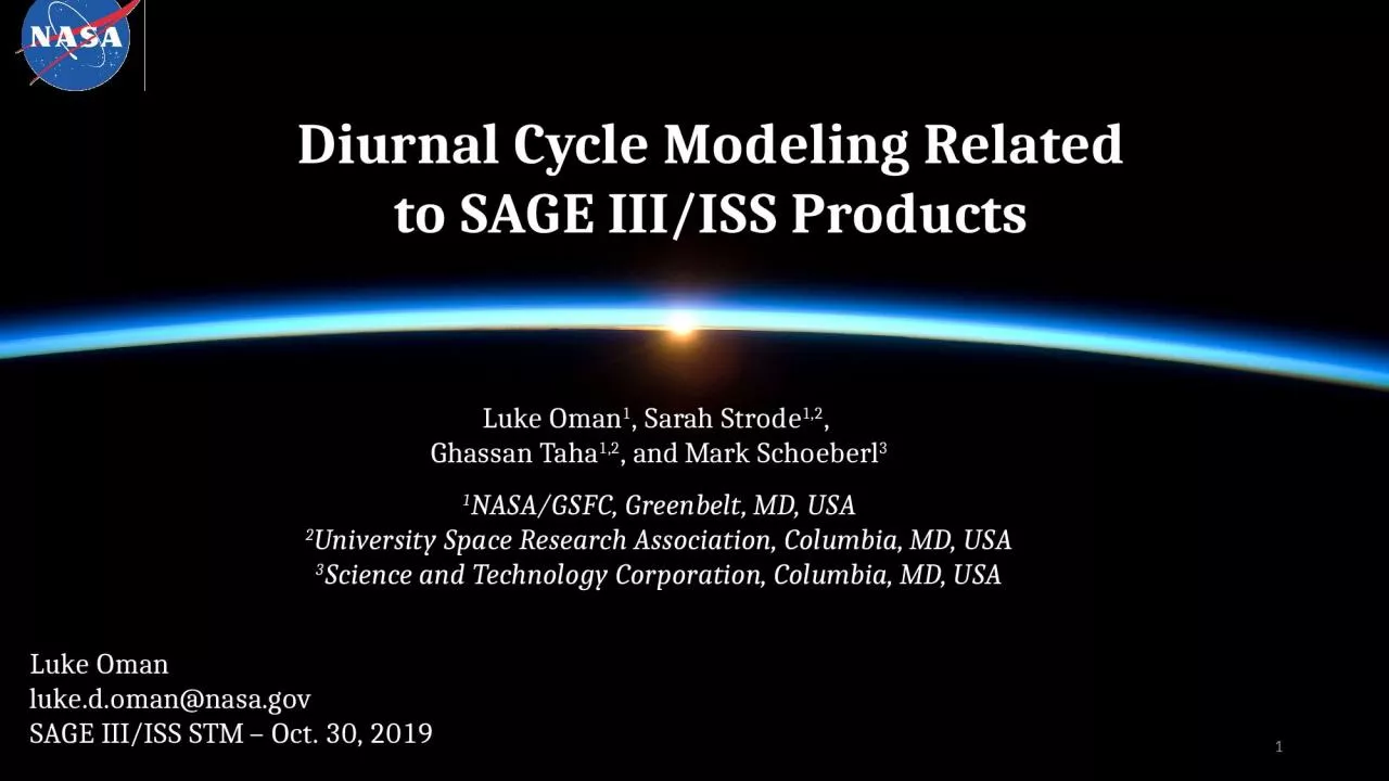 PPT-Diurnal Cycle Modeling Related to SAGE III/ISS Products