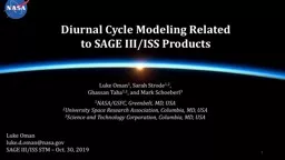 Diurnal Cycle Modeling Related to SAGE III/ISS Products