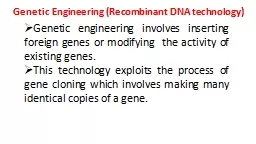 Genetic Engineering (Recombinant DNA technology)