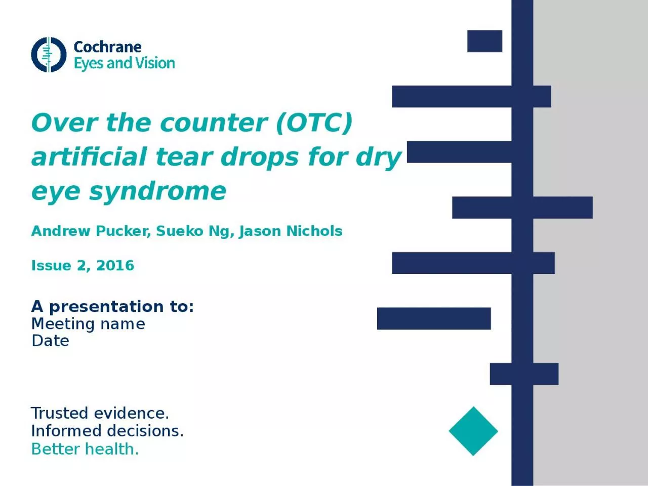 Over the counter (OTC) artificial tear drops for dry eye syndrome