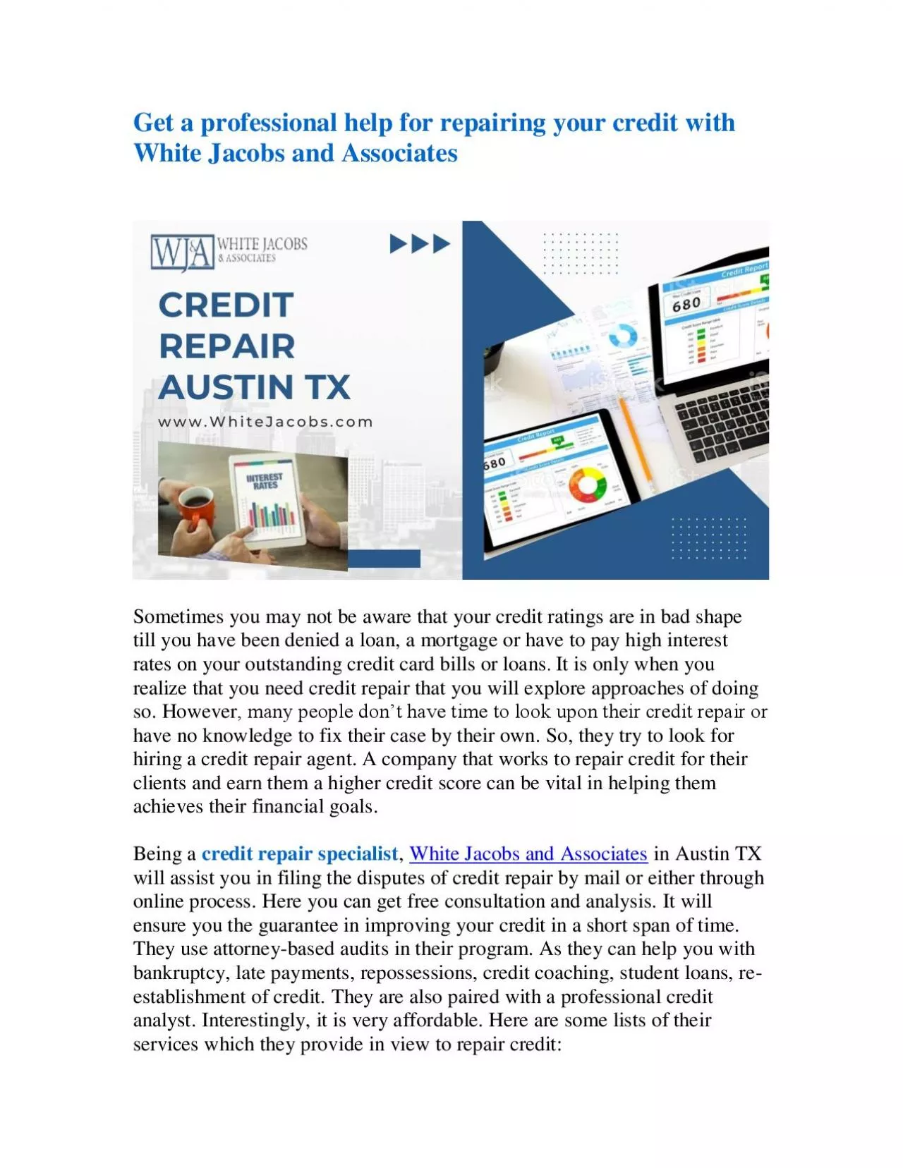 PDF-Get a professional help for repairing your credit with White Jacobs and Associates