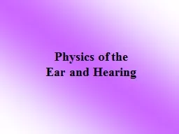 Physics of the                          Ear and Hearing