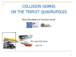 1 COLLISION DEBRIS ON THE TRIPLET QUADRUPOLES