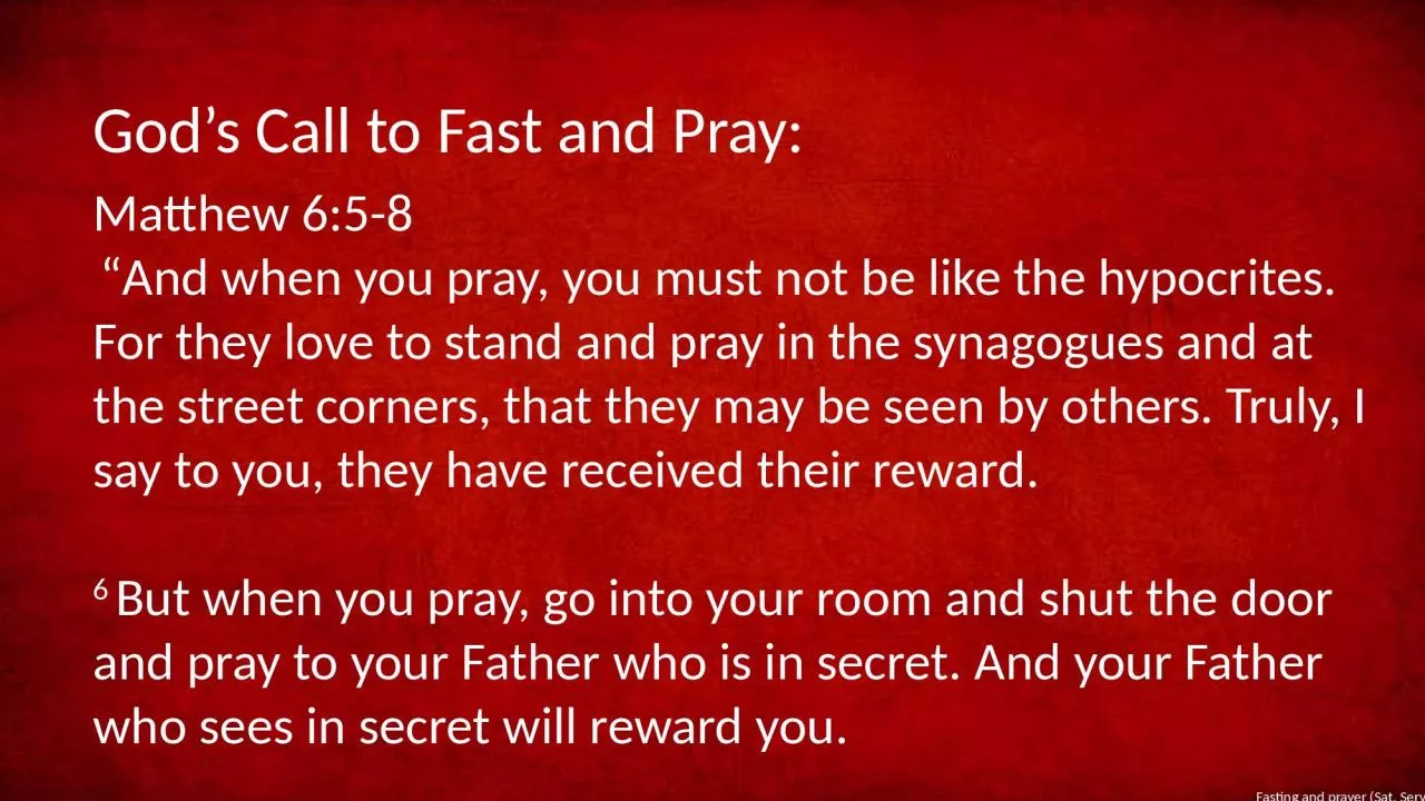 PPT-Fasting and prayer (Sat. Service)