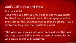 Fasting and prayer (Sat. Service)