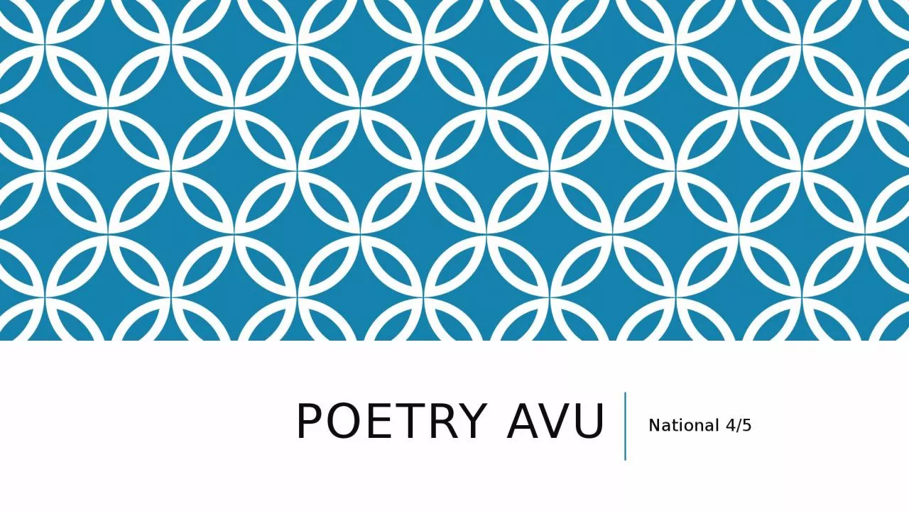 PPT-Poetry AVU National 4/5  