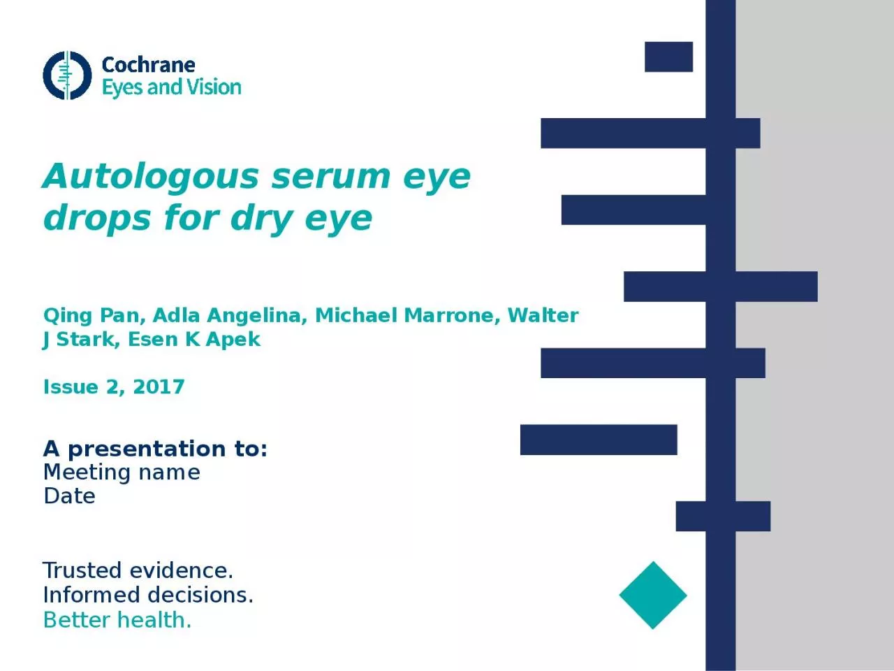 Autologous serum eye drops for dry eye
