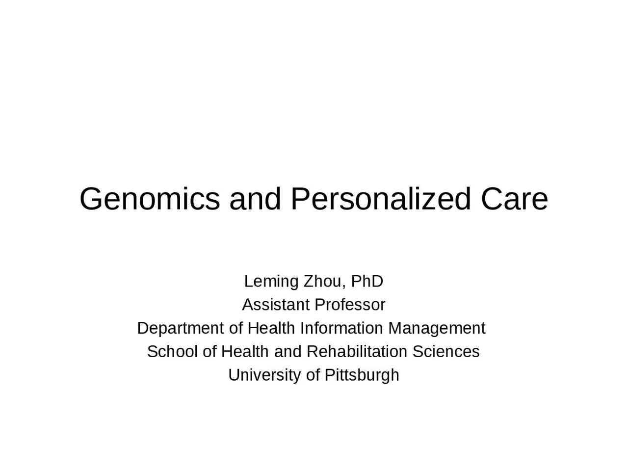 PPT-Genomics and Personalized Care